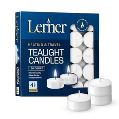 Lerner Tealight Candles|s Long-Burning White Tea Light 50 Count 4.5 Hour