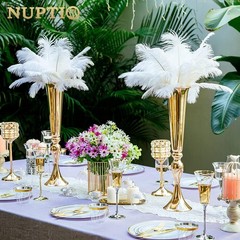 Gold Tall Centerpiece Table: 21.9″ Trumpet Vases for Wedding Metal Flower Stand