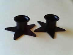 NEW STAR Taper Candle Holders BLACK Set of 2 Western Rustic Craft Americana