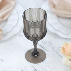 BLACK 6 Plastic 8 oz Crystal Cut Goblets WINE GLASSES Party Events Decorations