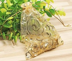 50-200pcs Gold Organza Wedding Party Gift Bags Favor Candy Sheer Jewelry Pouches