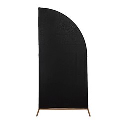6 ft x 3 ft Matte BLACK Fitted Spandex Half Moon Backdrop STAND COVER Party