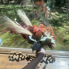 Bridal Wedding Bouquet Hand made Budget Friendly Faux Flowers Gal Orange Red