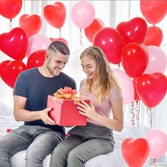 60Pcs Pink and Red Heart Shaped Balloons, Red Valentine’s Day Balloons Set