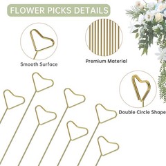 40 Packs Floral Card Holder Picks – Metal Gift Card Holder Sticks for Bouquet…