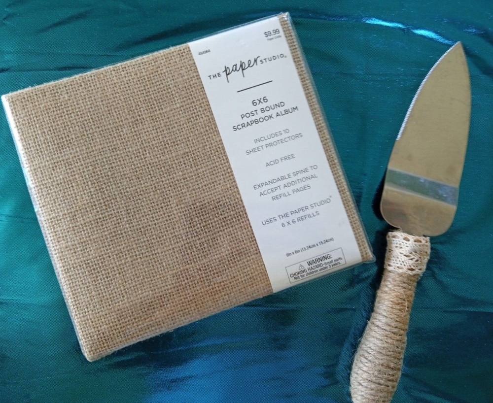 Burlap Scrapbook 6×6 and Burlap Cake Server