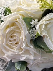 Set of 6 Wedding Bridesmaid Bouquets – 7 Inch Ivory Artificial Flowers Bouque…