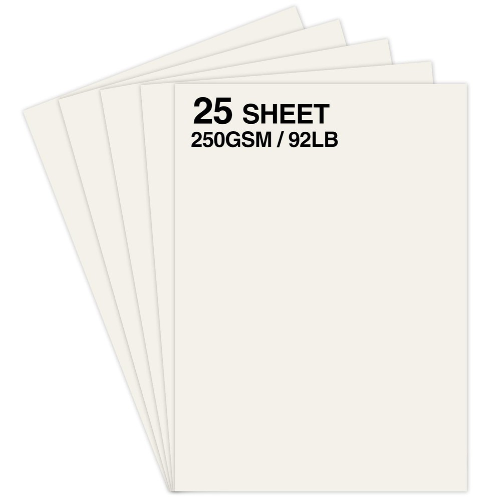 Cream Cardstock Paper – 25 Sheets 8.5″x11″ 250gsm/92lb Heavyweight for Invita…
