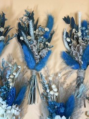 Blue Boho Dried Flower Arrangement Wedding Party Decor Gift White Hydrangea