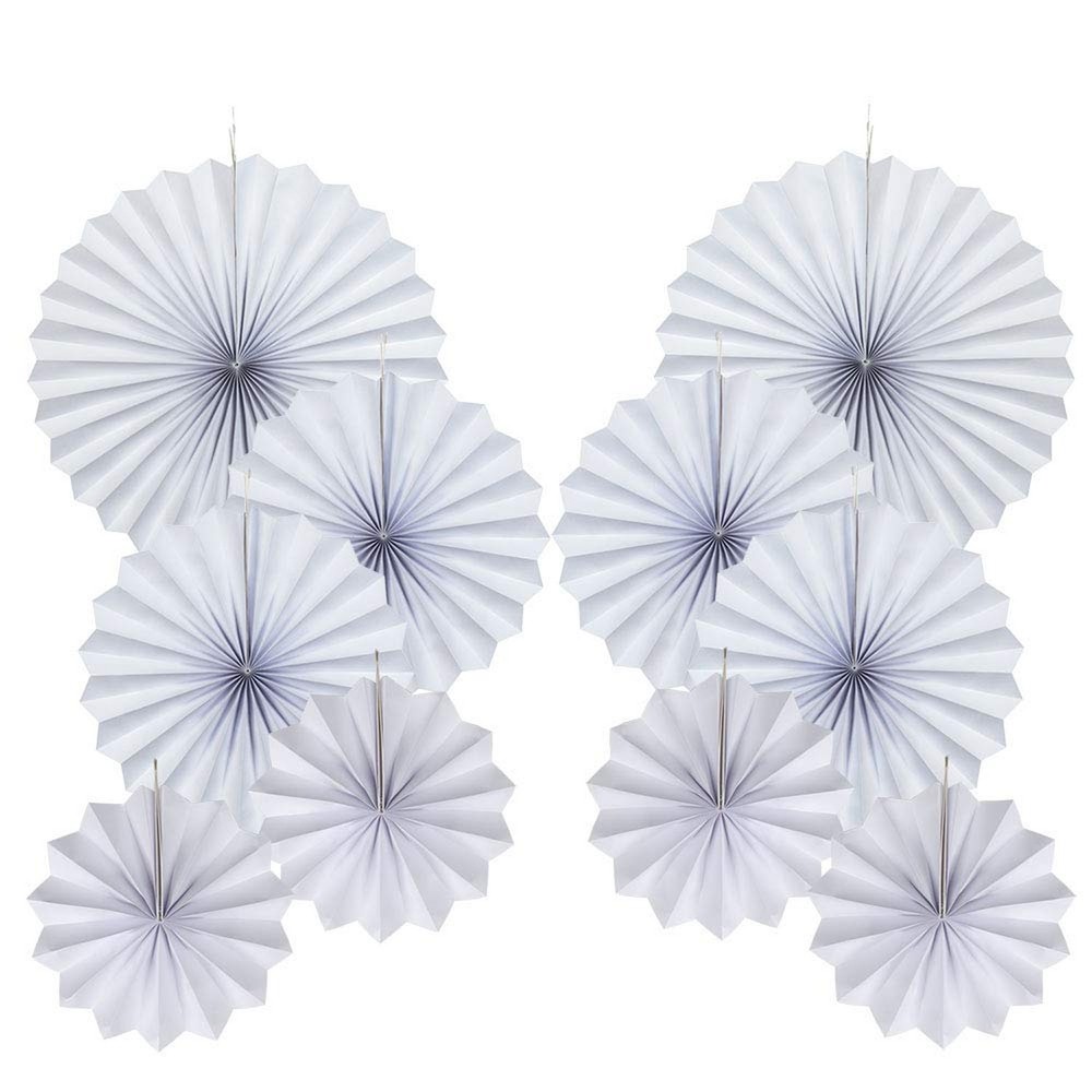 Party Hanging Paper Fans Decorations Set, White Round Paper Fan Ceiling Party…