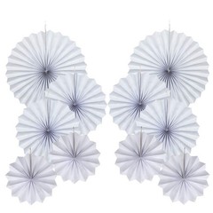 Party Hanging Paper Fans Decorations Set, White Round Paper Fan Ceiling Party…
