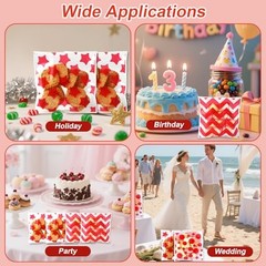 Christmas Cellophane Treat Bags, 100 Pcs Xmas Cookie Goodie Bags with Seal, Red