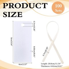 100 PCS Name Place Cards Satin White Ribbon Blank Tags 1.57×3.54×0.01 Inch