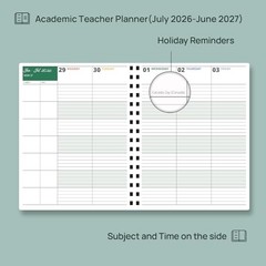Teacher Planner 2026 Large 8.5″ x 11″ Olive Green Academic Year 2026-2027