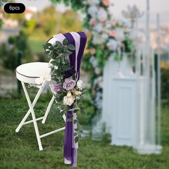Bohemia Wedding Chair Decorations 6Pcs Purple Beige Green Floral Arrangement