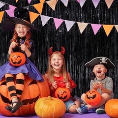 Fringe Curtain Party Streamers 3.3×8.3 Ft Foil Fringe Backdrop 2Pack Black