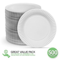 Stock Your Home 6-Inch Paper Plates Uncoated Everyday Disposable Dessert Plates