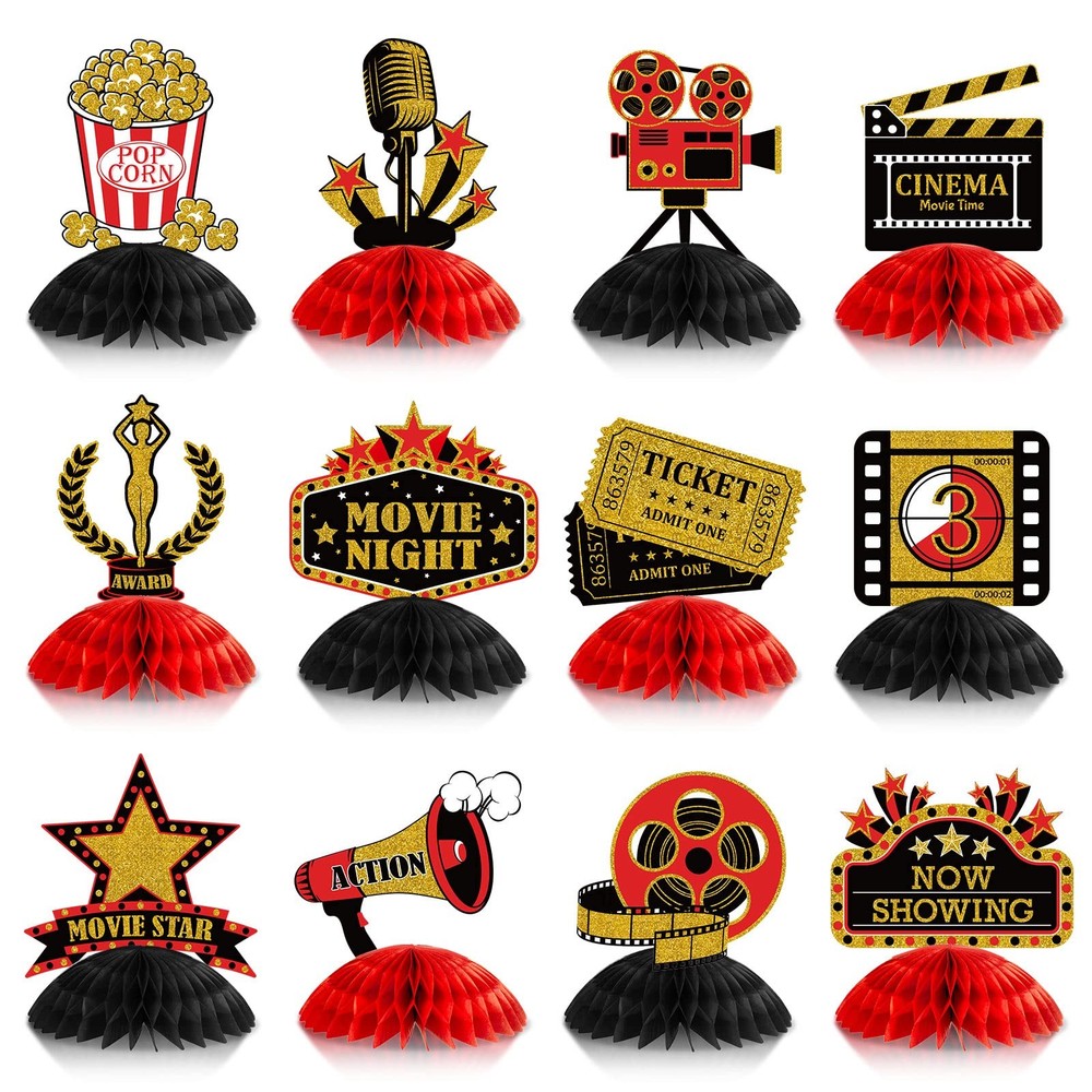Pajean 12 Pieces Movie Night Party Decorations Supplies Theater Red