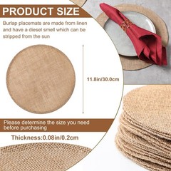 Yunlly Set of 48 Burlap Round Placemats Bulk Burlap Circle Rustic Table Decor…