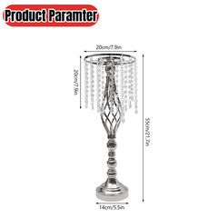 10Pcs Silver Crystal Flower Stands – 21.7in Wedding Table Centerpieces