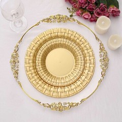 Plastic GOLD with Basketweave 7″ PLATES Disposable Party Wedding WHOLESALE