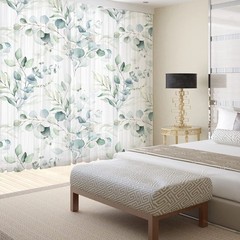Green Eucalyptus Leaves Curtains for Living Room 84 inch Length 2 Panels Set …