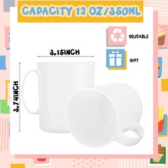 Pcs Plastic Mugs with Handle oz Unbreakable Plastic Coffee Mugs 12 White