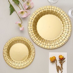 10 pcs Plastic GOLD with Basketweave 7″ PLATES Disposable Party Wedding SALE