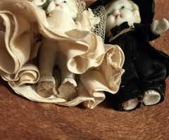 Vintage Bisque Porcelain Bride & Groom Wedding Cake Topper Figurines Set of 2