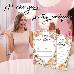 ZYQFN 20 Love in Bloom Bridal Shower Invitations, 4×6 inches, Multicolor