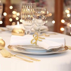 Pack of Napkin Rings Alloy Hollow Out Flower Napkin Holder Dinning Table 6 gold