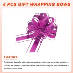 6pcs Gift Ribbon for Presents, Large Bow 15cm Bright Pink