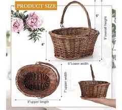 Barydat 6 Pcs Small Wicker Multi-use Baskets With Handle- Oval-9″X7″X4″