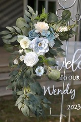 Blue Faux Flower Swag Set 2pcs Artificial Wedding Arch Decoration Floral Arrange