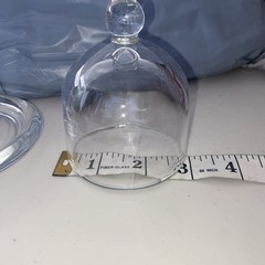 Glass Dessert Dome with Base, Mini Decorative Cake Tray 4x 4 x 3 inches