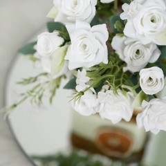 WHITE 4 Bushes 12″ Silk Roses Artificial FLOWERS Bouquets Party Home Decorations