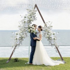 Triangle Wedding Ceremony Arch Wooden Backdrop Stand Heavy Garden Arbor Frame