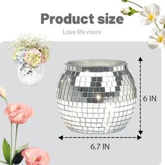 Pcs Disco Ball Vases,» X.7″ Disco Ball Centerpieces Decor,Silver Mirror 6