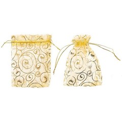 100Pcs 10X15cm Eyelash Printed Gold Organza Bags Jewelry Pouch Bags Organza8653