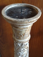 Traditional White Wash Eco-Friendly Handmade Wood Set of One 24″ Pillar Ca
