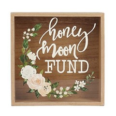 Honey Moon Fund Box, Rustic Wood Wedding Card Box with Honey Moon Fund (Floral)