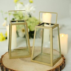 Gold Clear2 Geometric 6″ Metal Lantern Candle Holders Hanging Terrariums Party