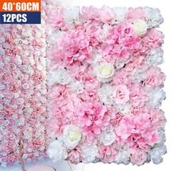 12PCS Artificial Flower Wall Panels 16″x 24″ Silk Flower Backdrop Party Decor