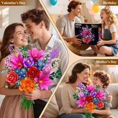 Elegant Flowers Bouquet Building Set with LED Light – 1054PCS for Creative Decor