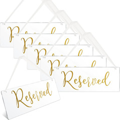 6 Pcs Reserved Signs for Wedding Chairs Acrylic Tag Hanging with Ribbon for Wedd