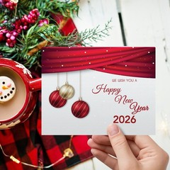 2025 Happy New Year – A7 Holiday Greetings Cards & Envelopes – Set of 25