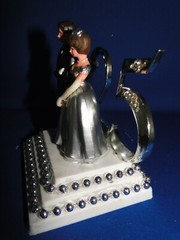 New Elegant 25th Wedding Anniversary caketop with Bride & Groom in Silver #34