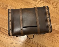 Unique Wooden Vintage Style Locking Suitcase for Wedding Reception Gift Cards