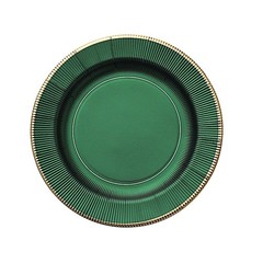 25 HUNTER GREEN 10″ Metallic Round Paper DINNER LATES Textured Rim Decorations