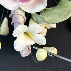 Vintage Porcelain Flowers on Wire Wedding Corsage Pink Handcrafted Unique